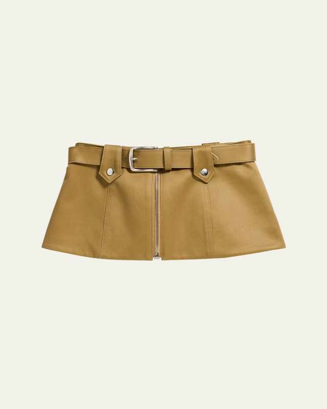 Belted Cotton Twill Skirt